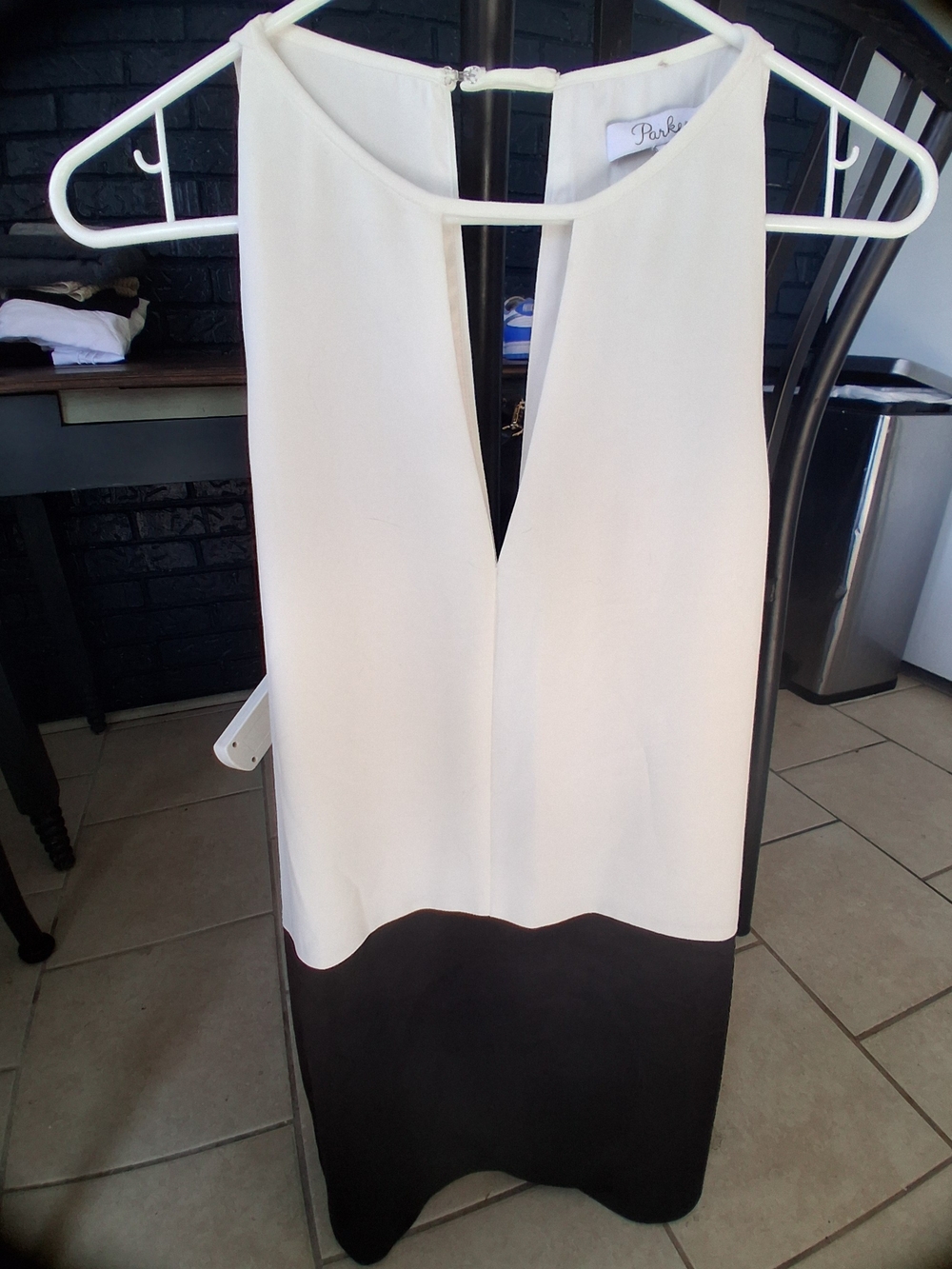Parker Womens Sz S White and Black Colorblock Mini Shift Dress